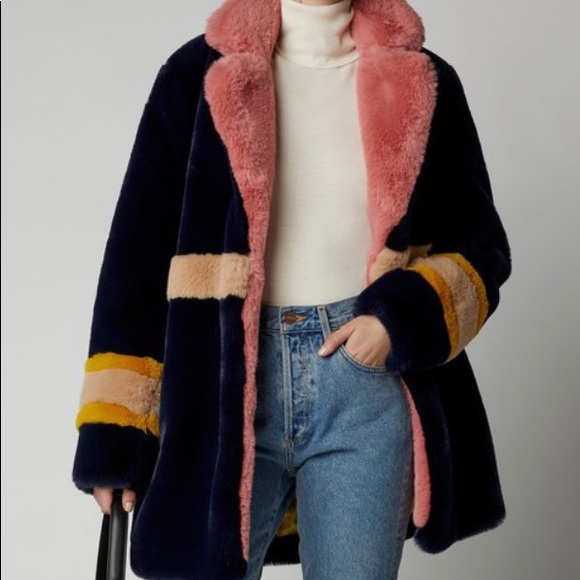 apparis Jackets & Blazers - Apparis Faux Fur Coat Navy Blue Size XL